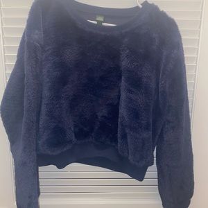 Blue faux fur sweater